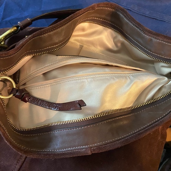 Coach Kristin Large Brown Suede Shoulder Bag - Picture 8 of 11